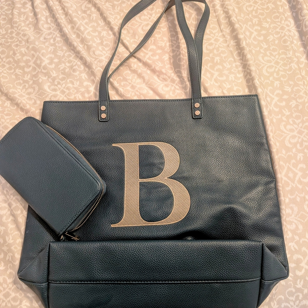 Blue Tote Bag with Wallet